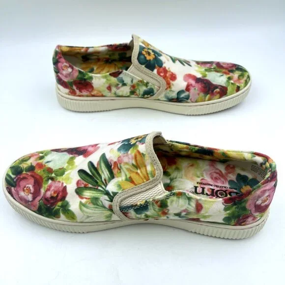 BORN Floral Casual Sneakers Women's Size: 9 M Green multicolor slip on platform - Picture 2 of 9